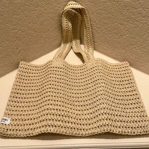 Burberry Goddess Beauty Raffia Tote Natural Beige Coastal Beach Travel Bag New